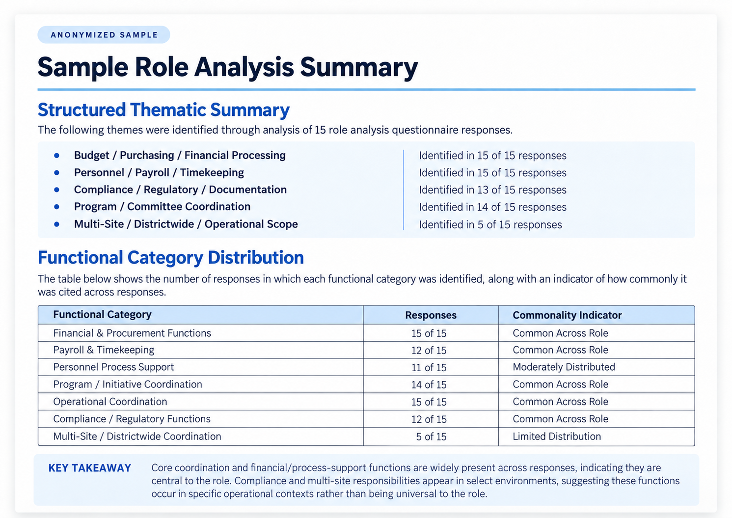 Anonymized sample: Role Analysis Summary
